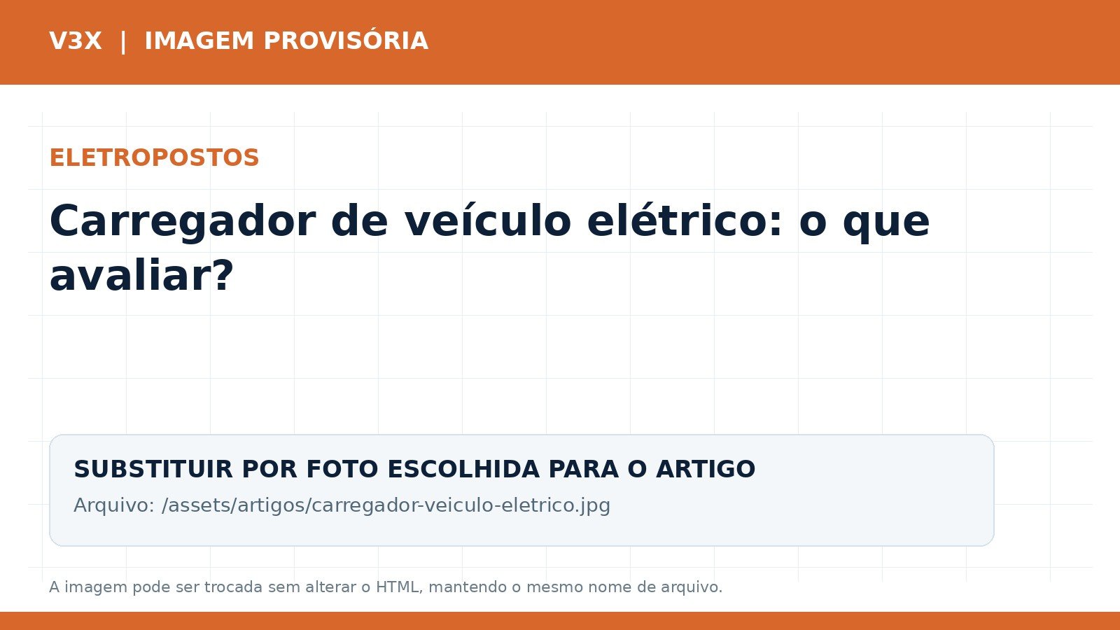 Carregador de veículo elétrico instalado em estacionamento