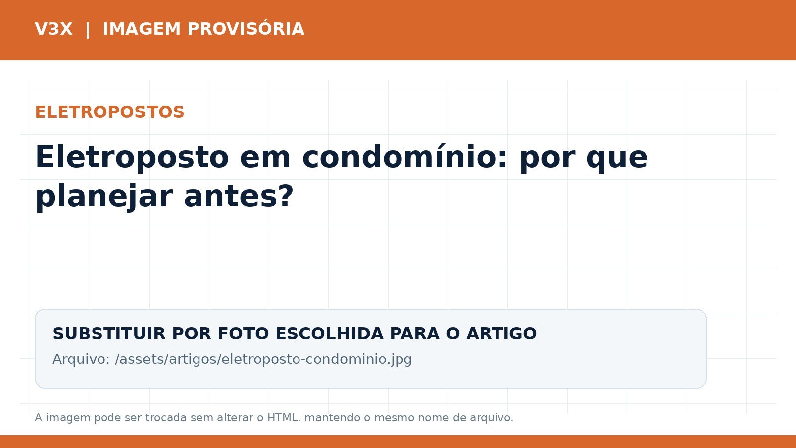 Garagem de condomínio com infraestrutura de recarga para veículo elétrico
